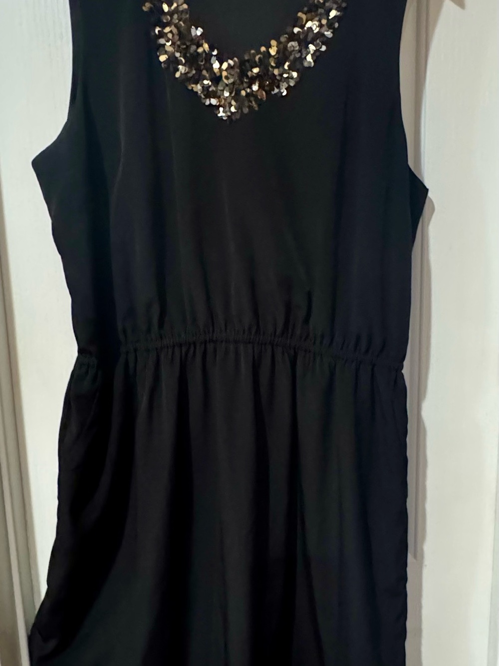 GAP Black Sleeveless Tank with Sequin Neckline
